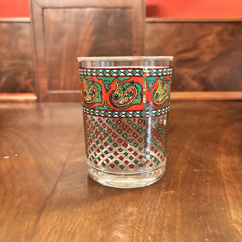 Vintage Oneida JG Hook Bountiful Paisley 14 Oz Double Old Fashioned Glasses 4